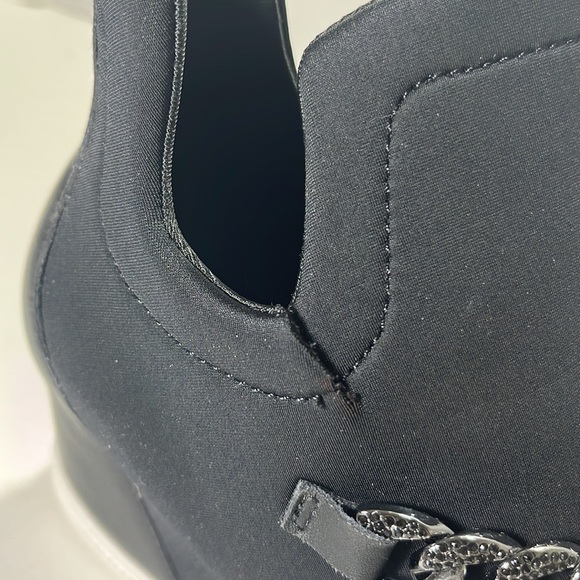 KARL LAGERFELD PARIS,Black Fabric/Leather COVEY WEDGE Sneaker/Bootie/Shoe SZ 5.5 - Picture 3 of 8